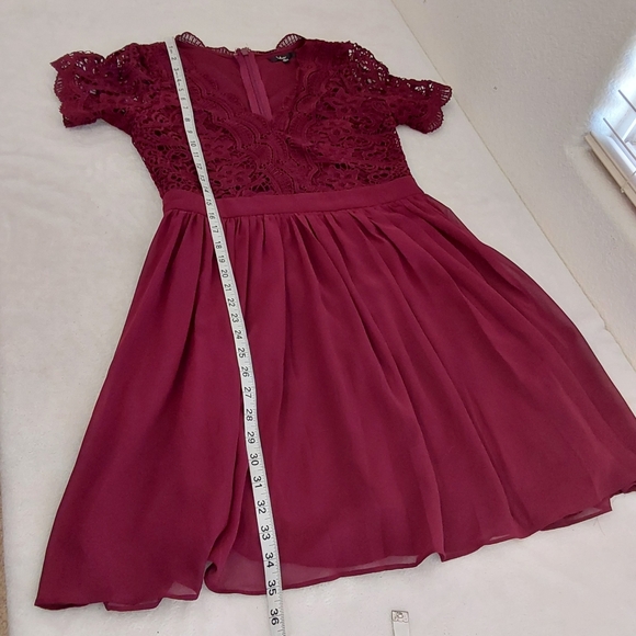 Lulu's Angel in Disguise Burgundy Lace Skater Dress - Picture 10 of 11